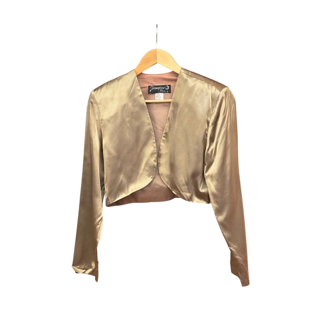 Vintage 90's Hampton Nites Bolero Jacket Gold Metallic Glam Evening Wear Luxe